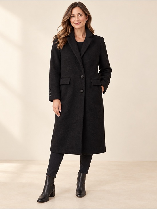 Hilary Radley Jackets & Blazers - Nordstrom Hilary Radley Black Wool Blend Long Coat Size 8 Classic Minimalist
